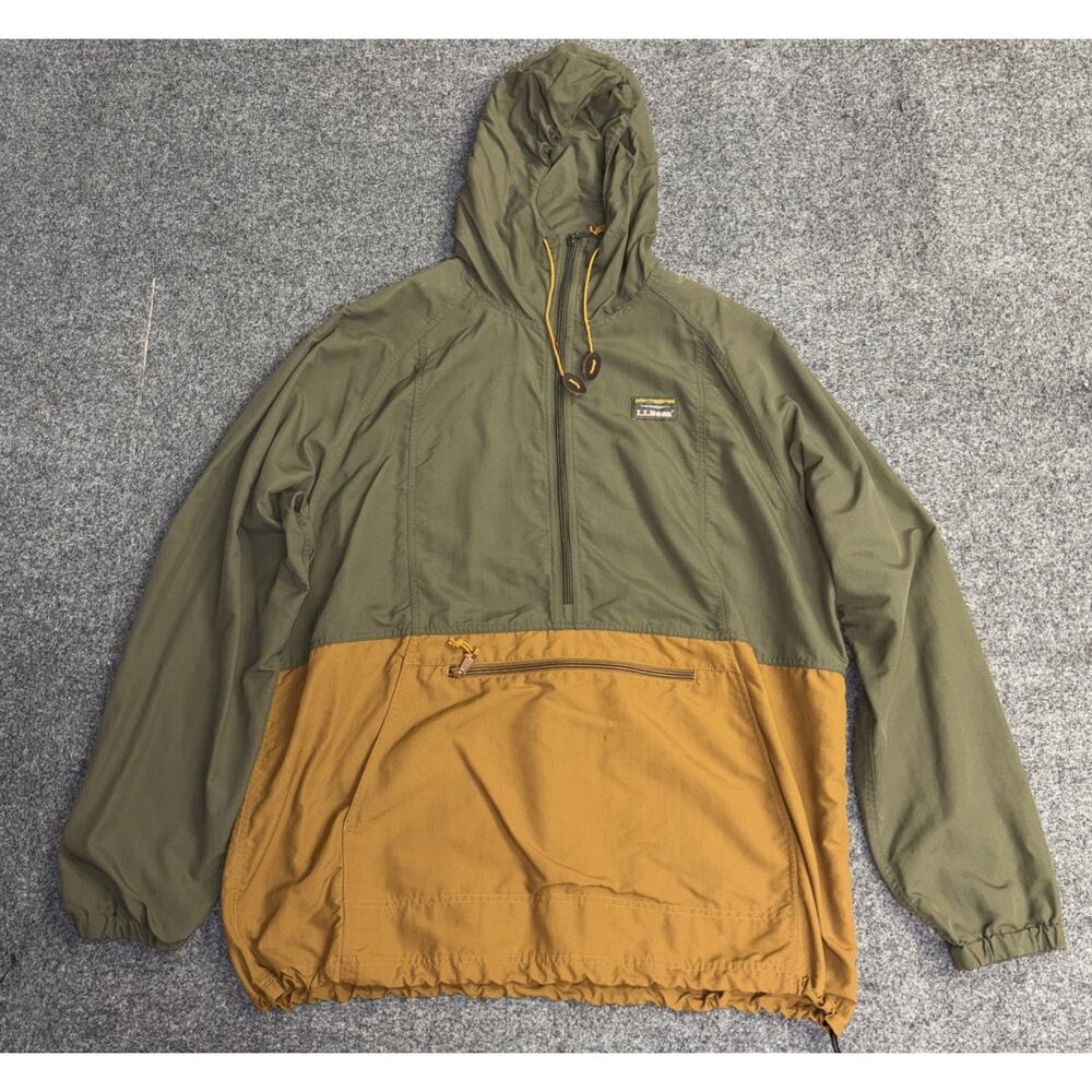 LL Bean Jacket Men XXL Tall Mountain Classic Anorak Colorblock Green Brown